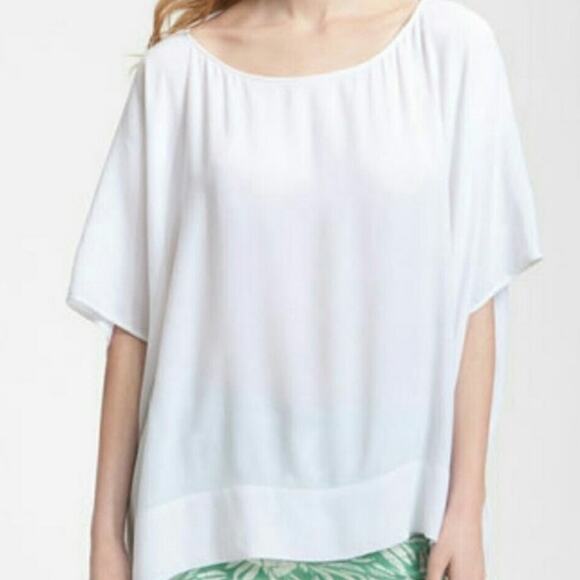 Diane von Furstenberg DVF New Hanky White Poncho Blouse Oversized Womens Sz S - Picture 10 of 10